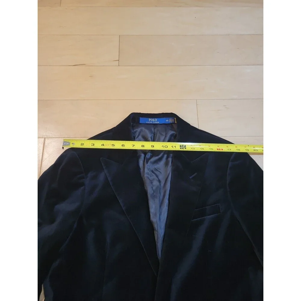 Polo Ralph Lauren Velvet Blazer Men’s 42L Black Cotton Sport Coat Formal Preppy